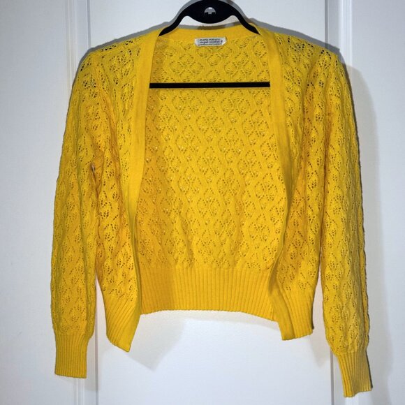 Vintage Mario Romano Elegant Essentials 100% Wool Sweater – Yellow – Open Knit - Picture 7 of 7